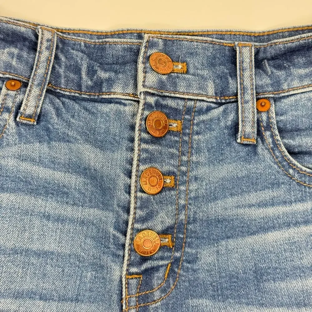 Madewell‎ High Rise Denim Shorts Size 26 Blue Classic Cut-Off Raw Hem Button Fly